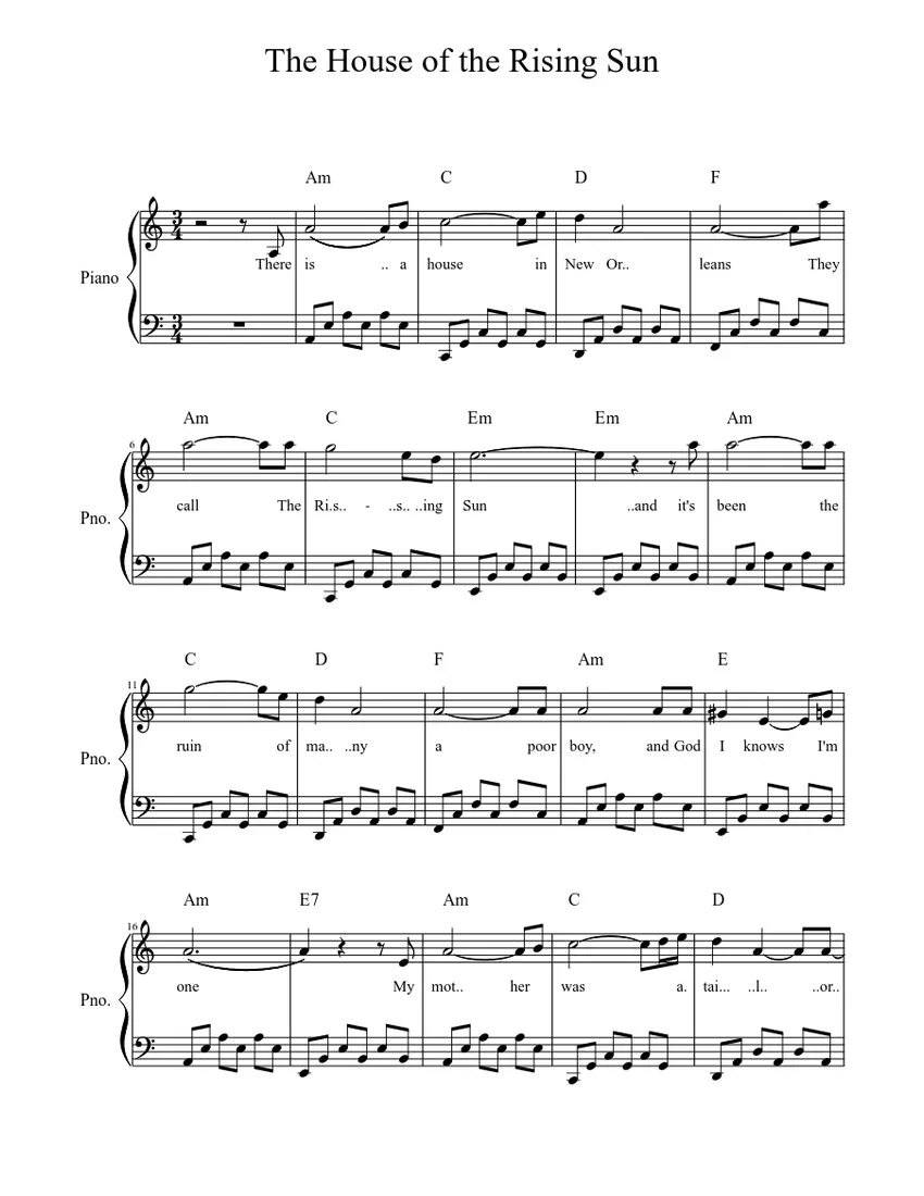 Animals house of rising аккорды. House of the Rising Sun Ноты для фортепиано. Ноты для фортепиано House of the Rising. House of the Rising Sun Ноты для пианино. House of the Rising Sun Ноты для флейты.