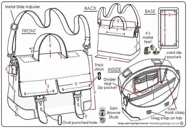 Bolsas, Padrões de saco de costura, Bolsas e malas