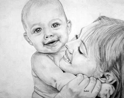 мама с ребенком рисунок карандашом: 2 тыс изображений найдено в Яндекс  Картинках