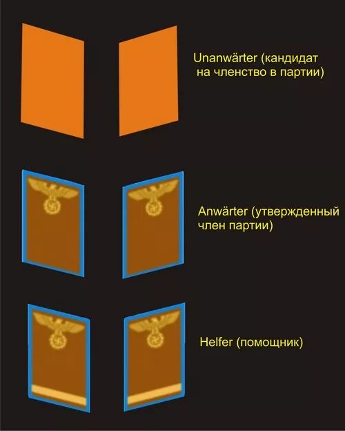 Дипломатические звания. Партийные звания. Ранги НСДАП. Знаки различия НСДАП. Ранги дипломатов и форма.