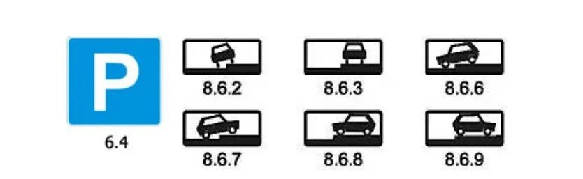 Табличка 8.6.1 ПДД. Знак 6.4 парковка. Знак способ постановки транспортного средства на стоянку. Знаки парковки 8.6.2.