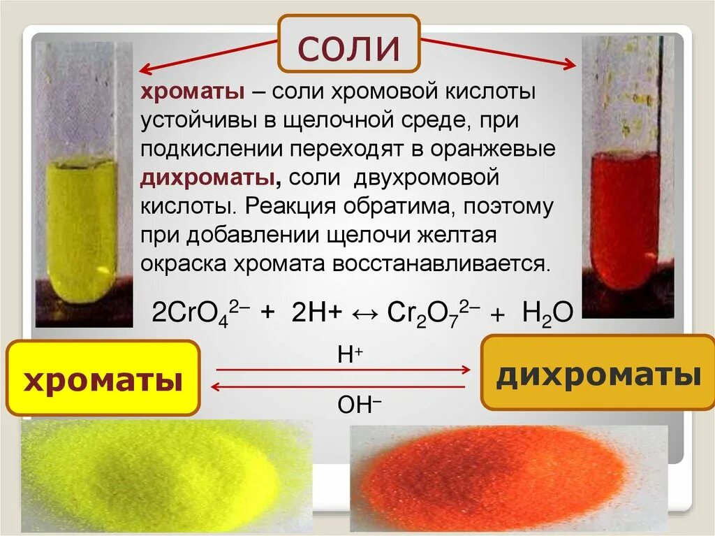 Цвет хромата калия и дихромата калия. Хромат и бихромат. Окраска хроматов и дихроматов. Окраска растворов соединений хрома.