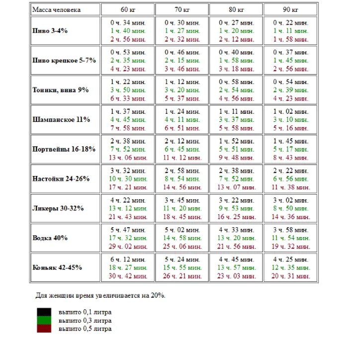 Сколько вино в организме