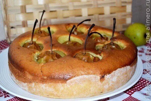 Рецепт: Маково-грушевый пирог-перевёртыш на сметане на RussianFood.com