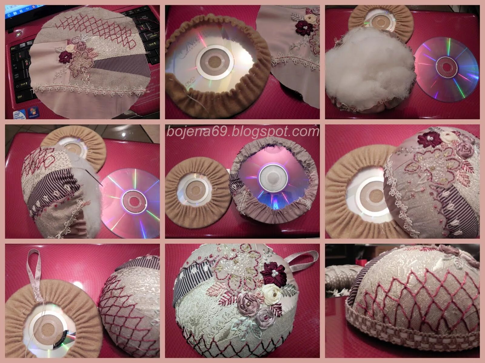 поделки из дисков компьютерных. игольница шляпка из диска. рукоделия дисков. панно из компакт дисков. шкатулка из вязальных ниток.