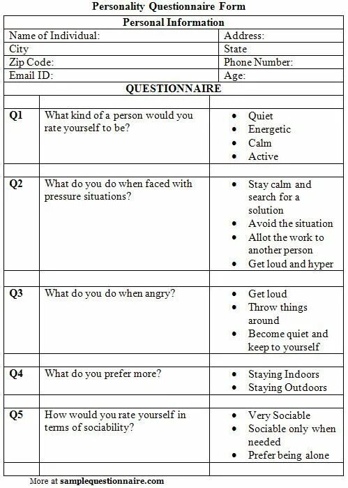 What kind of do you prefer. Personal Questionnaire. Personal information Questionnaire. Questionnaire form. Questionnaire Sample.