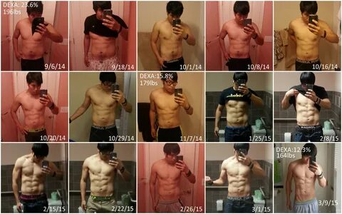 196lbs(23.6% DXA) - 179lbs(15.8% DXA) - 163lbs(12.2% DXA) : r/Fitness.