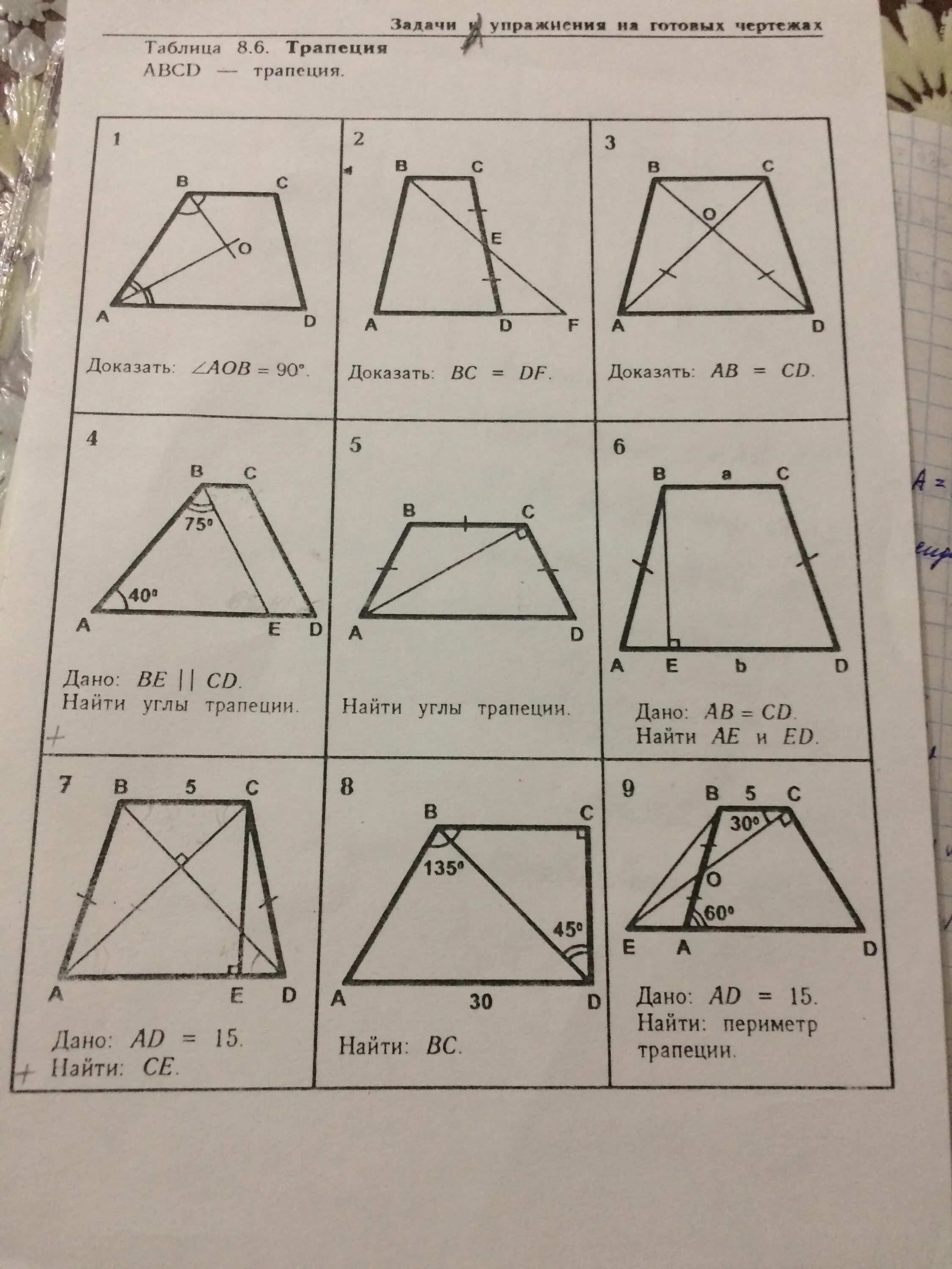 Найдите а по готовому чертежу. Площадь трапеции 8 класс геометрия задачи на готовых чертежах. Задачи по готовым чертежам трапеция. Трапеция задачи на готовых чертежах 8 класс. Трапеция 10 класс задачи.