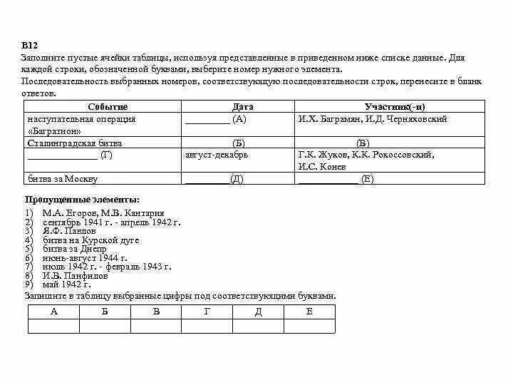 Заполните пустые ячейки 2 3 4 6