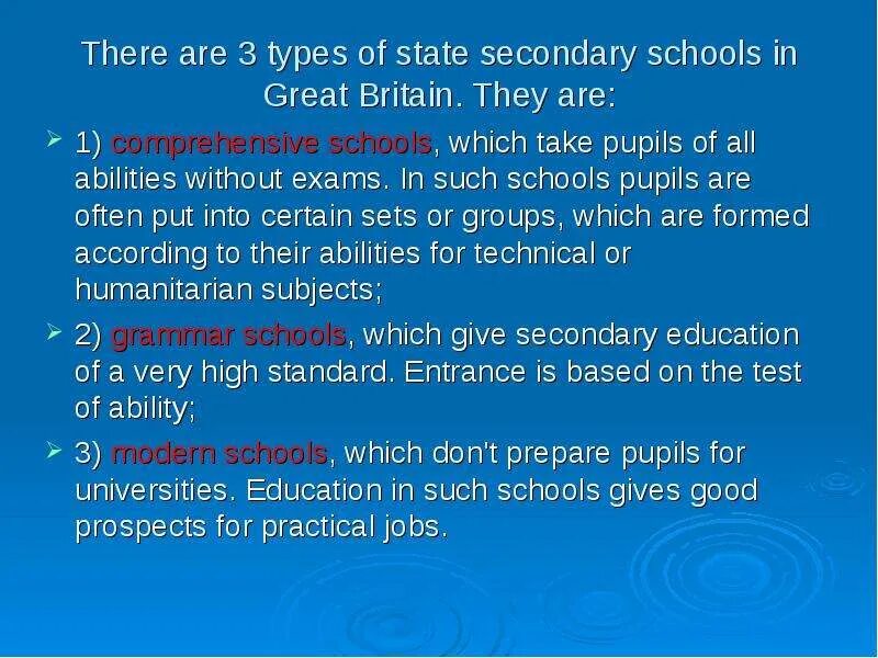 High primary secondary. Types of Schools in Britain. Types of School in great Britain. Schools in Britain таблица. Types of secondary Schools in great Britain.