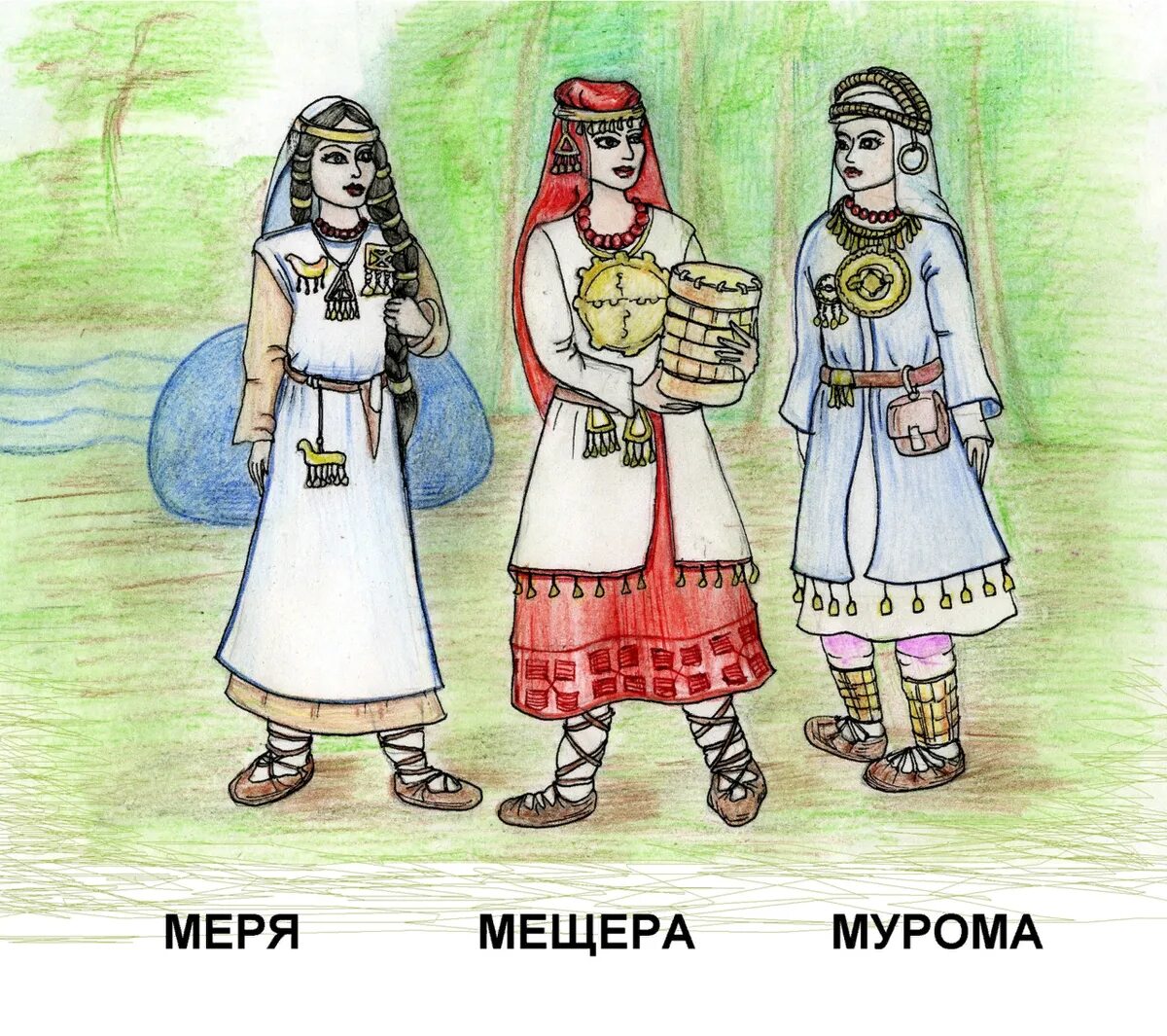 Мещера народ. Народы меря, Мурома, Мещера. Финно-угорские народы Мурома. Мещера финно-угры. Меря Мурома Мещера.