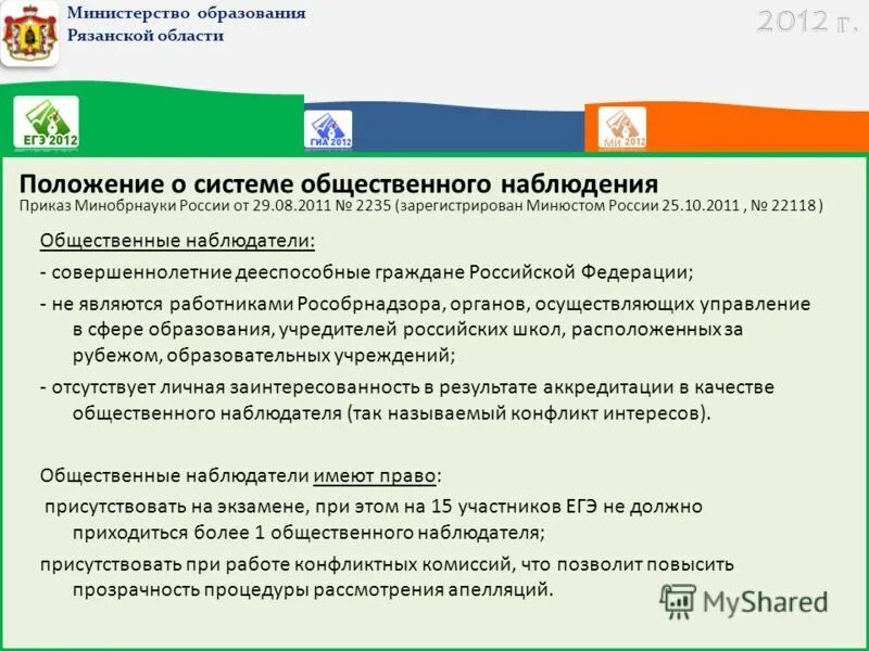 Навигатор образования рязанской области. Положение об общественных наблюдателях в школе. Образование Рязани коды деятельности.