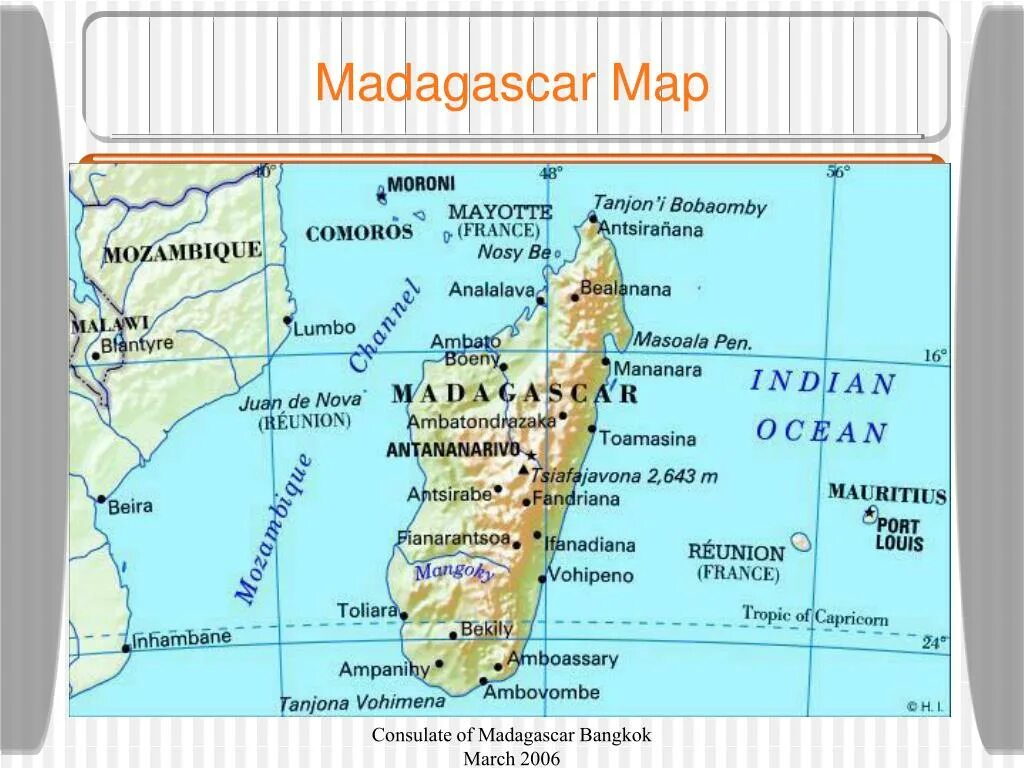 Где остров мадагаскар. Антананариву столица Мадагаскара на карте. Мадагаскар расположение на карте. Остров Мадагаскар на физической карте.