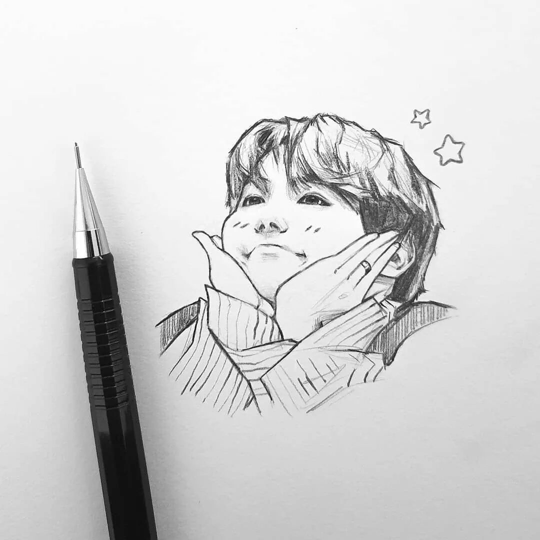 Нарисовать бтс карандашом. Скетчи бтс хосок. скетч бтс чон хосок. bts карандашом хосок. скейч бук бтс.