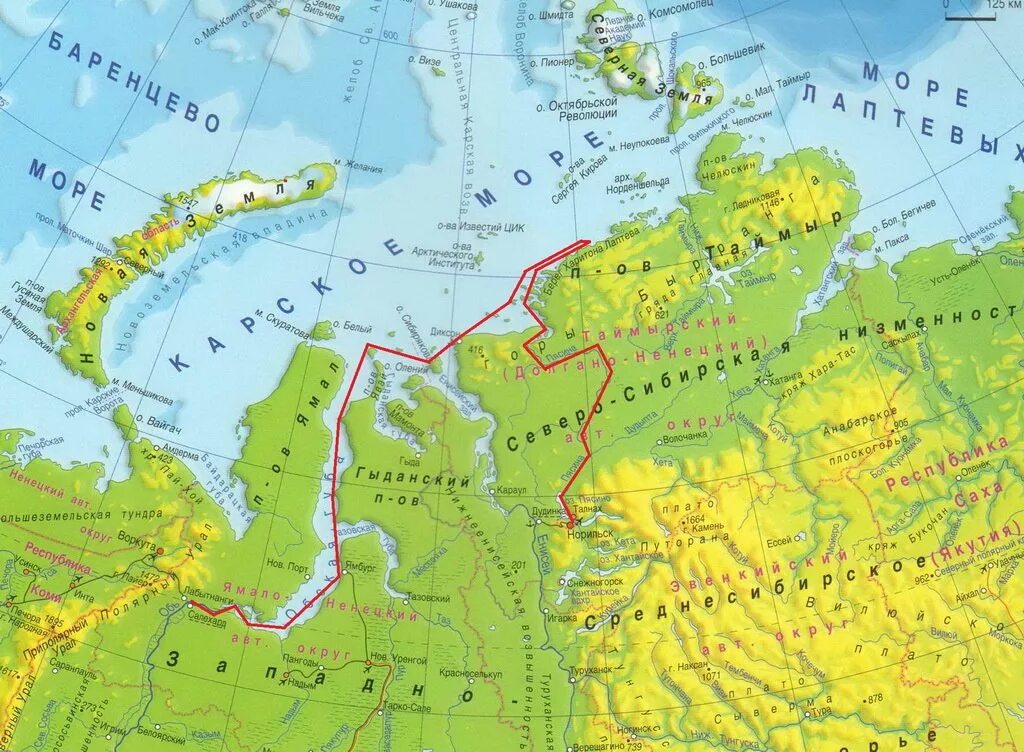 Где находится северный полуостров. Полуостров Таймыр на карте. Полуостров Ямал на карте. П-ов Таймыр на карте. Полуостров Таймыр Карское море.