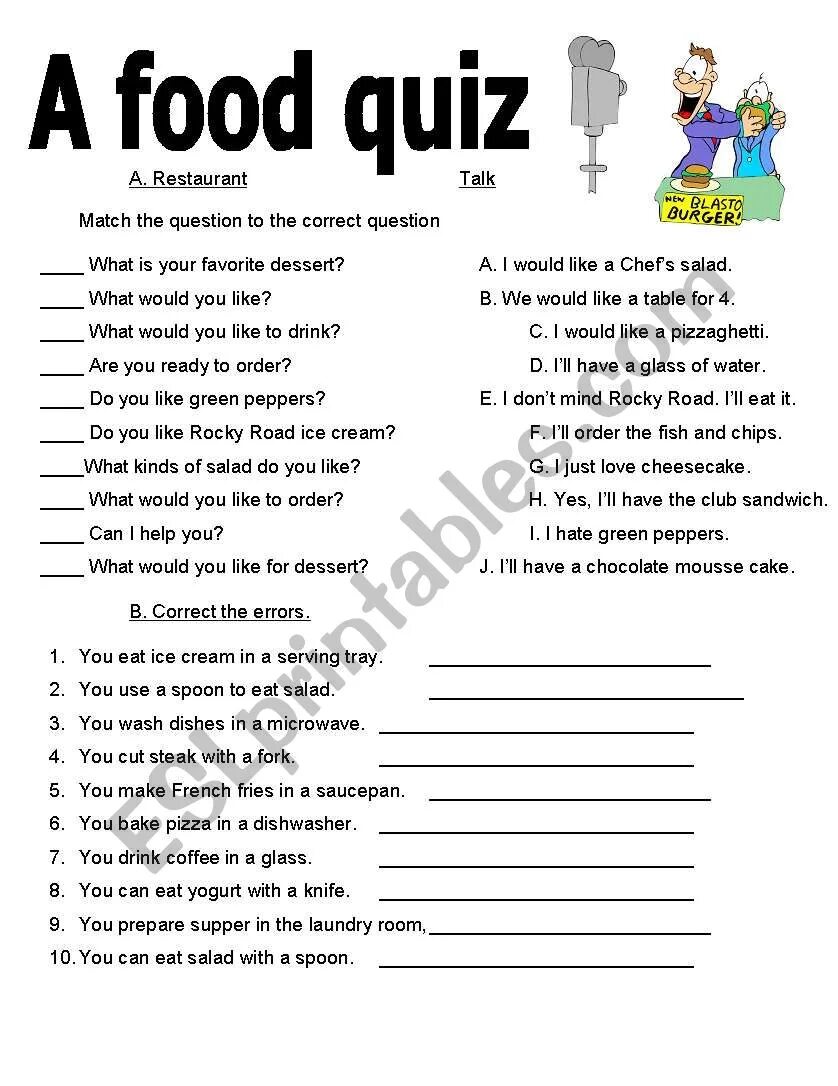 Food Quiz по английскому. Write a food Quiz 4 класс.