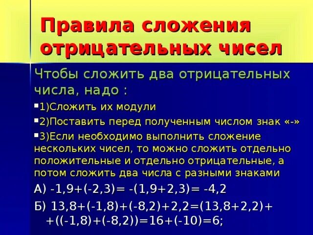 Сложение и вычитание отрицательных и положительных чисел правило. Вычитание вычитание отрицательных чисел. Правило по математике сложение отрицательных чисел. Правило сложения и вычитания отрицательных и положительных.