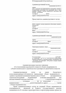 Кас форма искового заявления