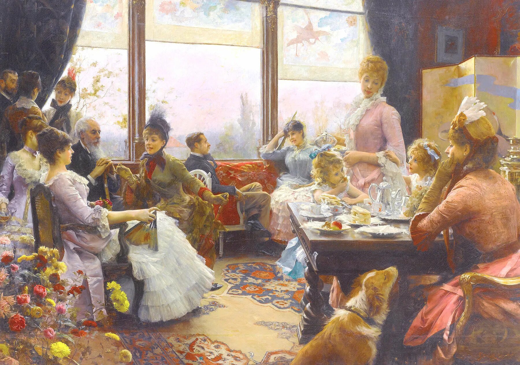 Английское чаепитие Five o'Clock Tea. Юлиус Леблан Стюарт (Julius LEBLANC Stewart) (1855- 1919). Чайная церемония в Англии Файв оклок. Английская традиция чаепития Five o Clock. После обеда подали чай