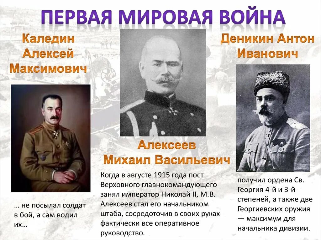 Участники и герои первой мировой войны