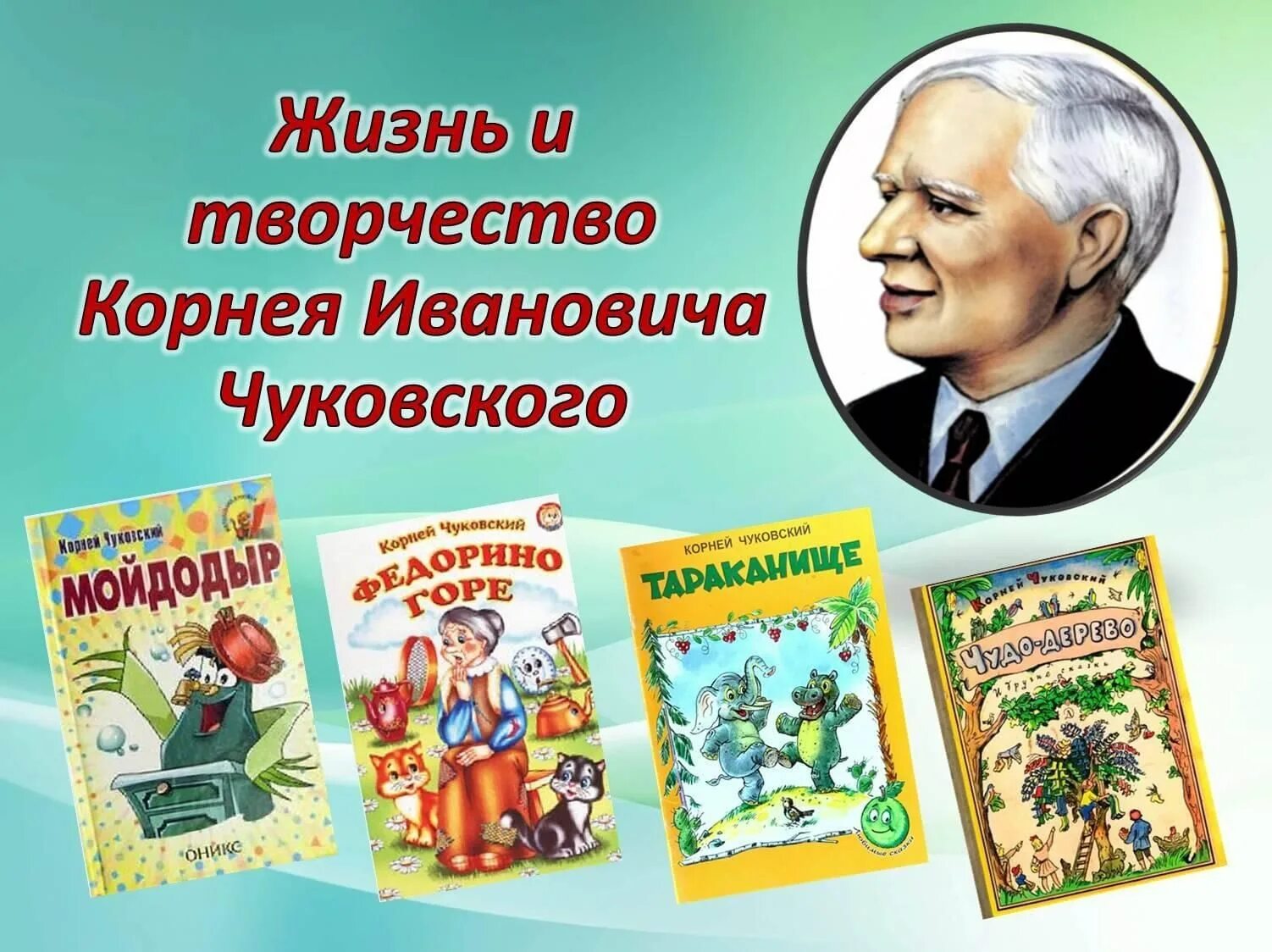 Портрет детского писателя Корнея Ивановича Чуковского. Мероприятия ко дню чуковского