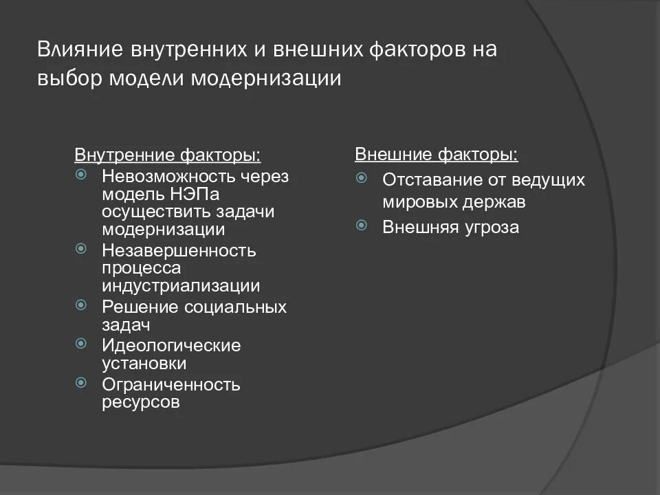 Влияние национального фактора на процесс модернизации. Факторы экономической отсталости. Внутренние факторы модернизации. Внешние факторы отсталых стран. Национальные факторы рф