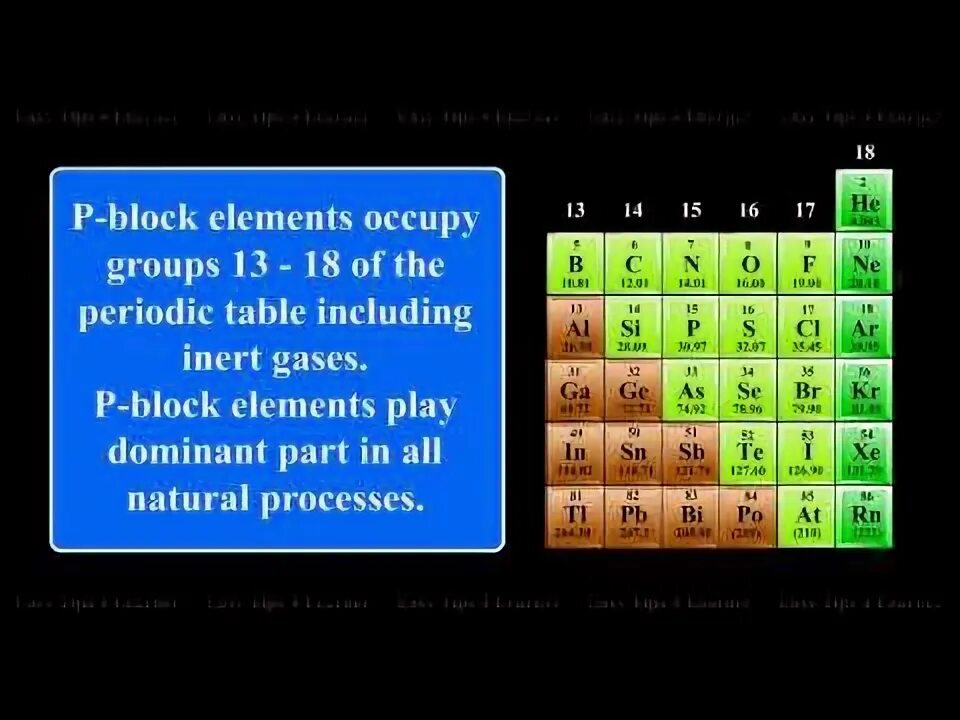 D-Block elements. P elements