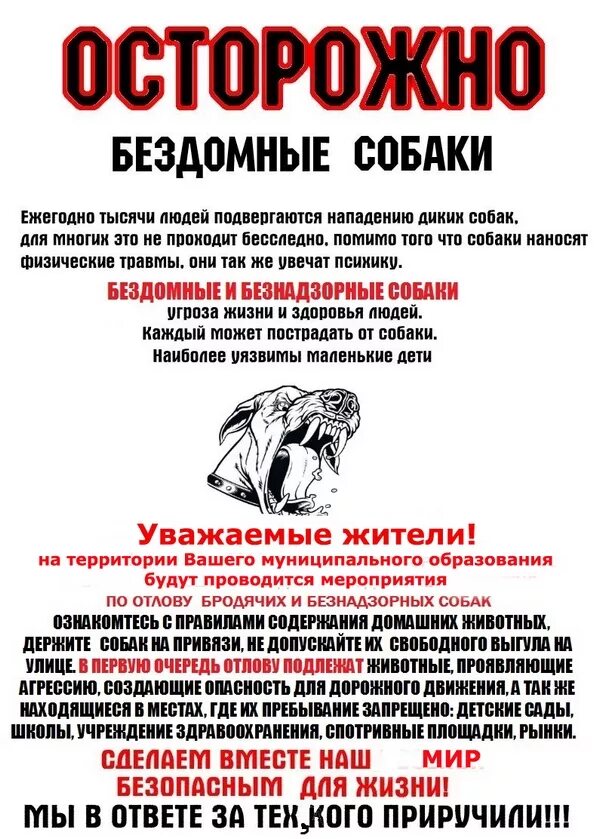 Предупреждение о нападении. Осторожно бездомные собаки. Осторожно бродячие собаки. Объявление о бездомных собаках. Внимание отлов животных.