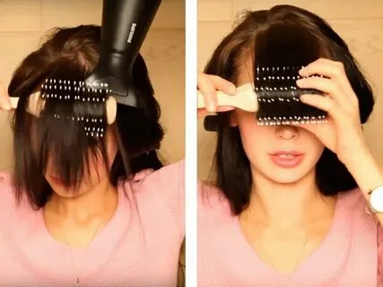 Как уложить челку шторку феном