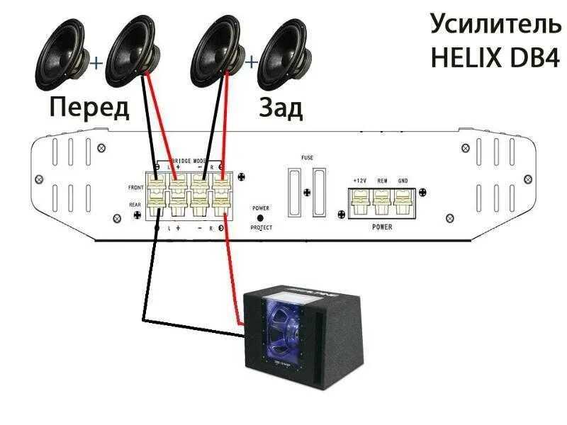 Как подключить две колонки и сабвуфер. Схема подключения двух сабвуферов к 2 усилителям. Схема подключения усилителя в авто 2 колонки и сабвуфер. Схема подключения сабвуфера и динамиков от 1 усилителя. Схема подключения автомобильного усилителя и сабвуфера.