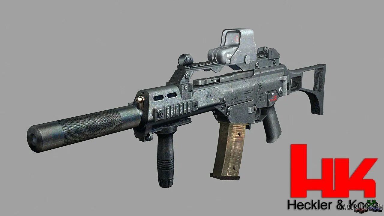 K c 36. G36c с глушителем. H K g36c с глушителем. Автомат HK g36c с глушителем. HK g36 с глушителем.