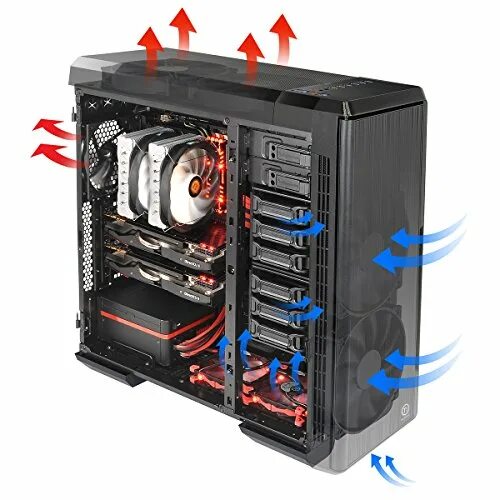 Потоки воздуха в корпусе. Thermaltake Urban t81. Thermaltake 81. Корпус Thermaltake с вентилятором сверху. Корпус Thermaltake 2 верхних вентилятора.