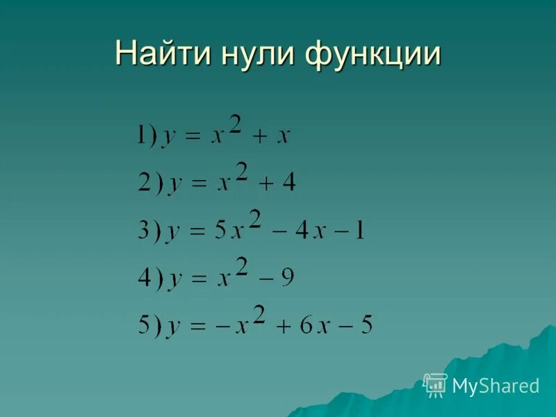 Нули функции формула