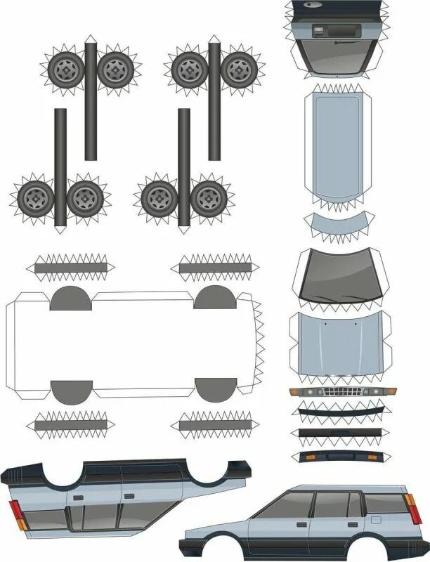 Распечатать модель для склеивания. Развертка бумажной машины из бумаги Тойота. Развертка УАЗ 469. Машины из бумаги ВАЗ 2109.