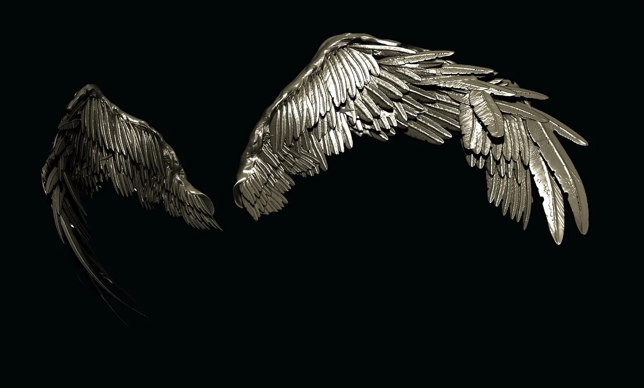 Железные Крылья. Серебряные Крылья. Крылья. Серебристые Крылья. Крылья на черном фоне