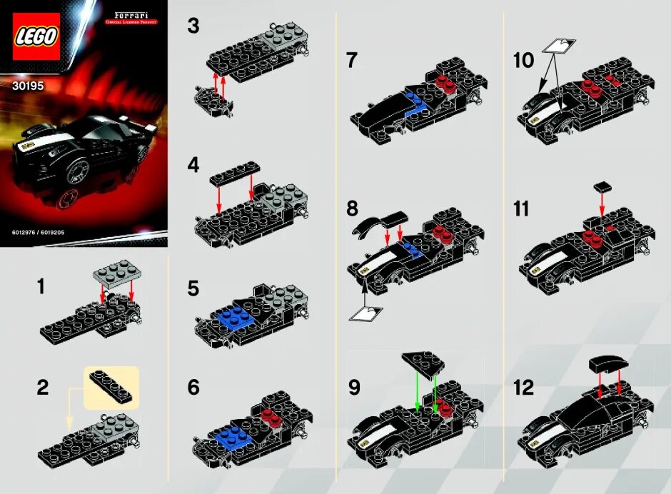 Lego 30190 Феррари 150 Италия: описание, детали. Инструкция по сборке