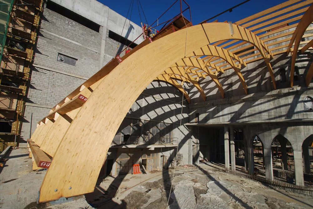 Лвл (англ. Гнутоклееные большепролетные балки. Гнутые конструкции. Тимбер фрейм арки. Гнутые конструкции.