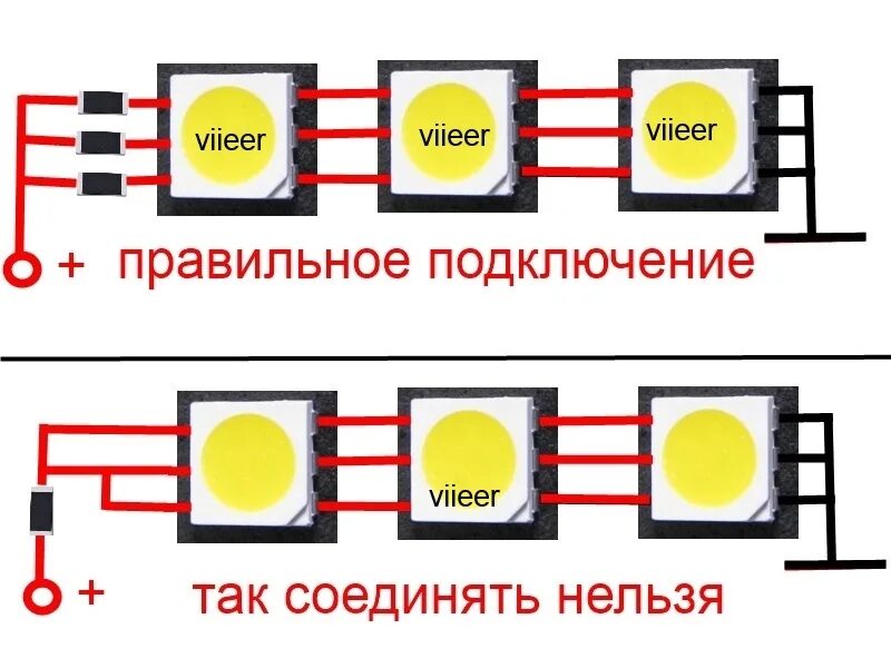 Диоды для правильного подключения светодиодных линз
