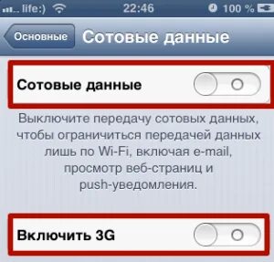 Как отключить интернет на айфоне