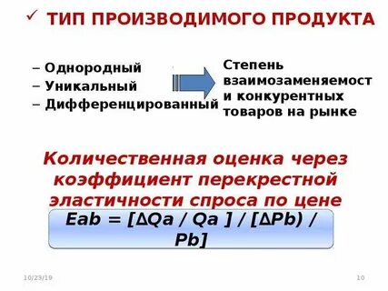 Вид производимого продукта