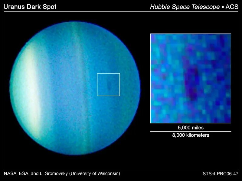 Вода на уране. Уран Планета снимок Хаббл. Уран Планета НАСА. Темное пятно урана. Уран фото.