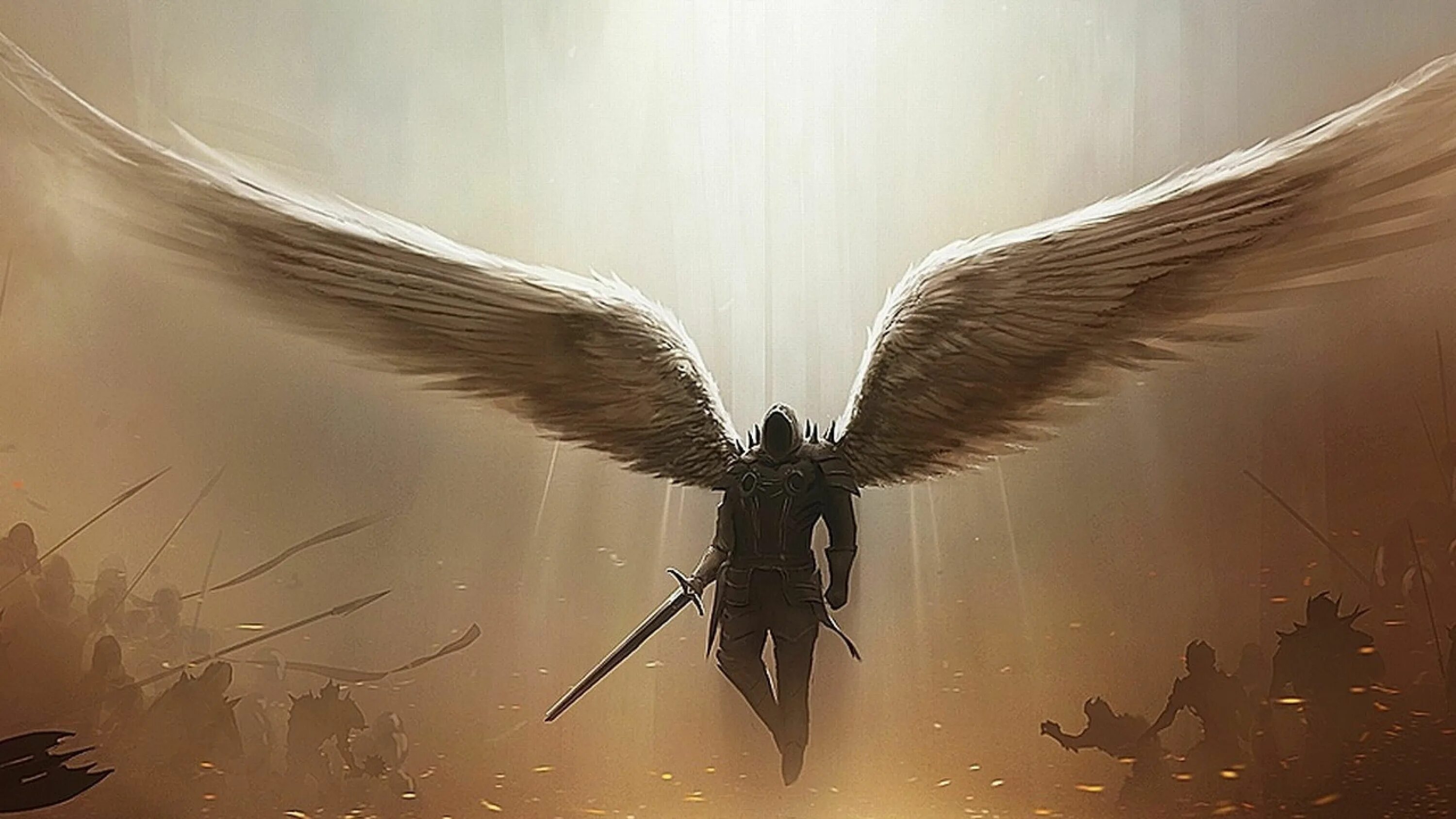 Крылатые архангелы. Великий Архангел Тираэль. Воин с крыльями. Ангел с мечом. Воин с крыльями ангела.