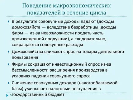 Показатели экономического цикла