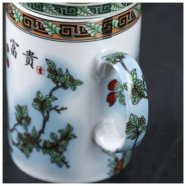 кружка 300 мл, с крышкой и керамическим ситом. кружка 300 мл, с крышкой и керамическим ситом. кружка заварочная с крышкой. кружка с керамическим ситом. кружка лаванда 300 мл aub81.