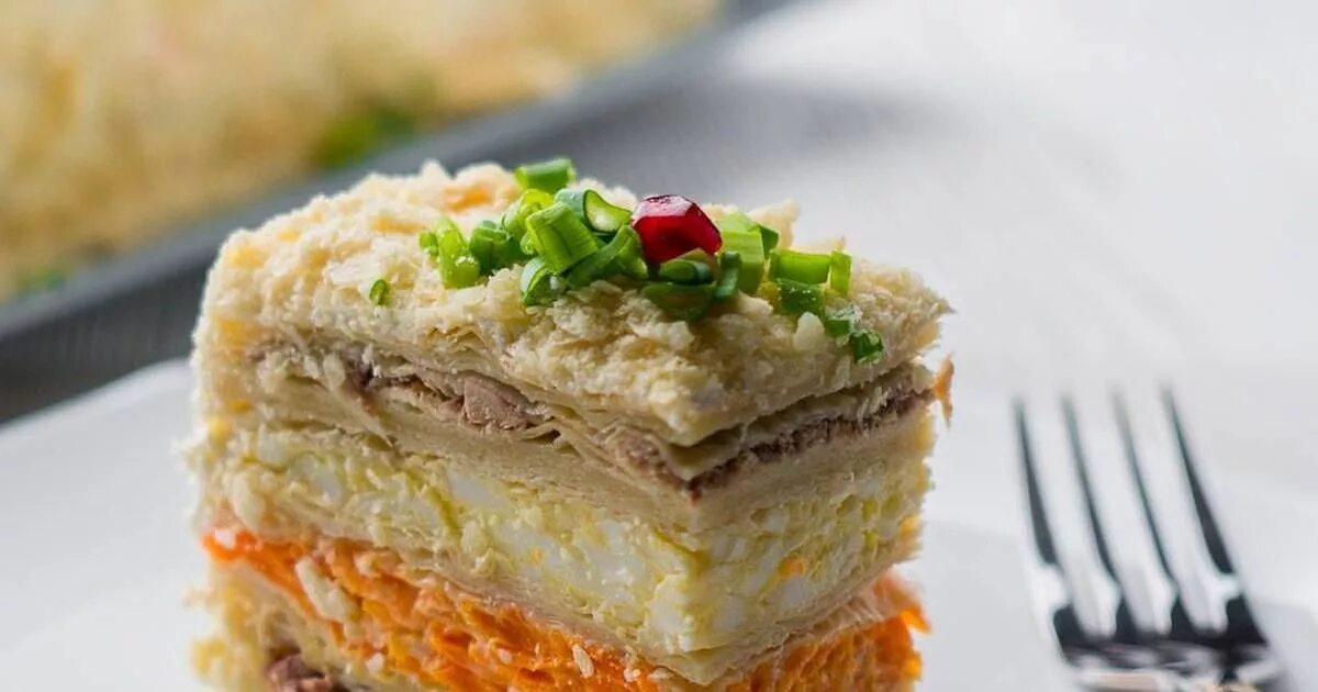 Закусочный торт наполеон из готовых. Закусочный торт наполеон из готовых