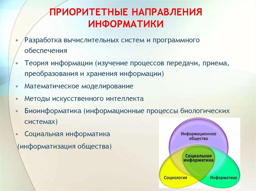 Приоритетные направления информатики. Приоритетные направления в информатике. Научные направления информатики. Приоритетные направления развития науки. 8 направлений в части