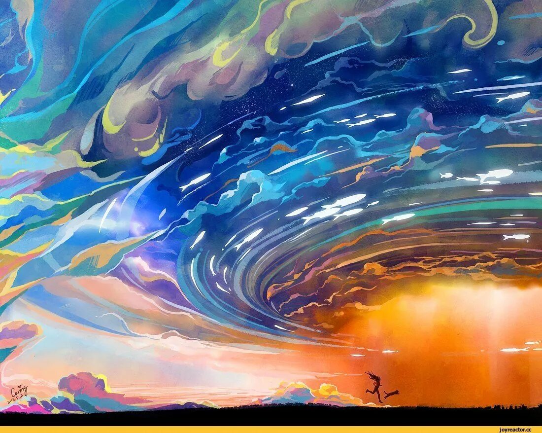 Современная абстракция. Аниме. Стихия воздуха. Кирилл роландо (cyril rolando). Девушка ветер арт.