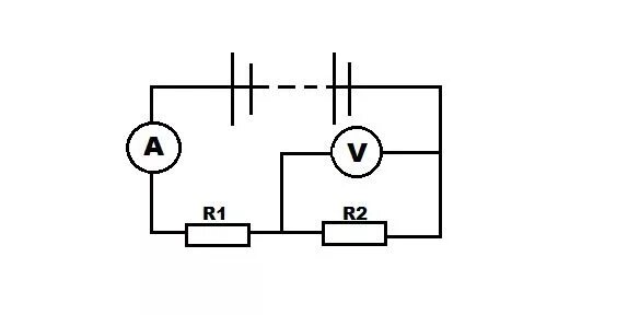 Два проводника сопротивлением 150 ом. Электрическая цепь r1 r2 амперметр. Источник тока с ЭДС 4.5 В И 1.5 В И внутренним. Источник тока с ЭДС 4.5. Проводник с сопротивлением 1,5ом.