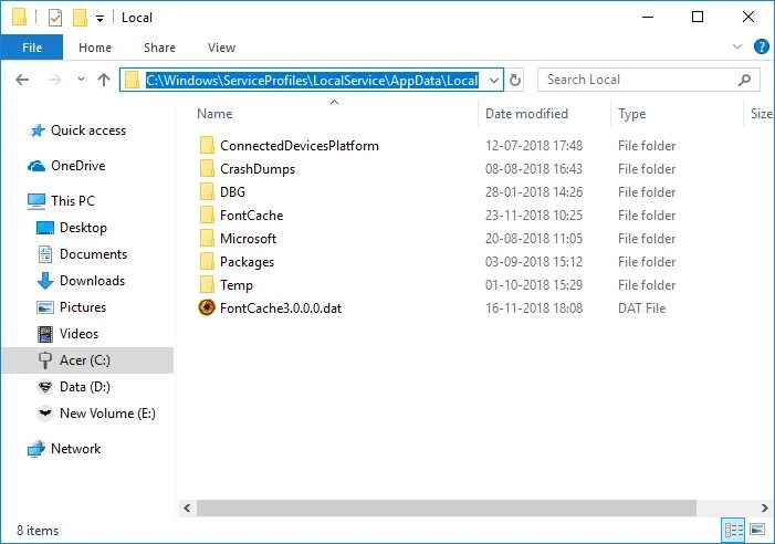 Кэш шрифтов windows. Где хранятся шрифты в windows 10. serviceprofiles. где лежат шрифты в windows 10.