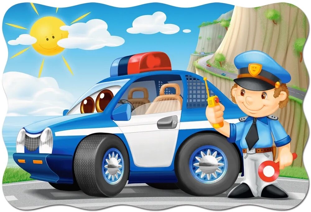 Полиция садика. Пазл Castorland Police Patrol (c-02252), 20 дет.. Полиция для детей. Милиция для детей. Полицейский для детского сада.